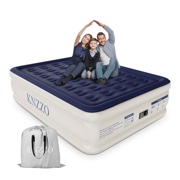 KNZZO King Air Mattress with Built-in Pump, 18" Top Inflatable. 80"L x 76"W. NIB - Picture 1 of 15